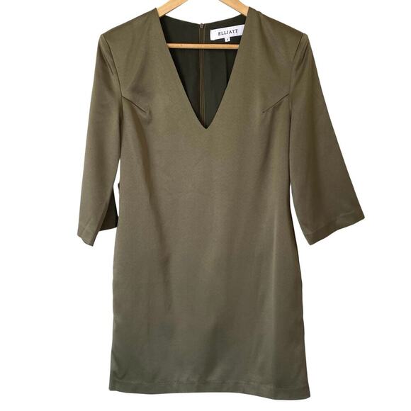 ELLIATT Fearless Pockets Mini Dress in Khaki Green, Size Small - Picture 4 of 14
